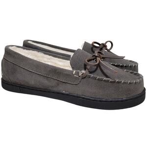 Isotoner Women Sage Slip On Faux Shearling Moccasin Slipper Size US 7.5 Ash Grey